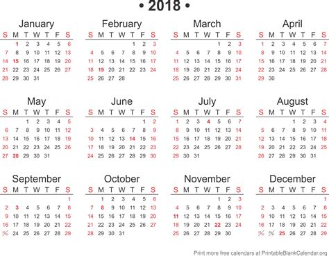 Printable Wall Calendar 2018